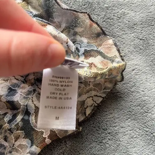 Hanky Panky Vintage 1990s  Lace Mesh Sheer Big Cat Print Top Size Medium thumbnail 5