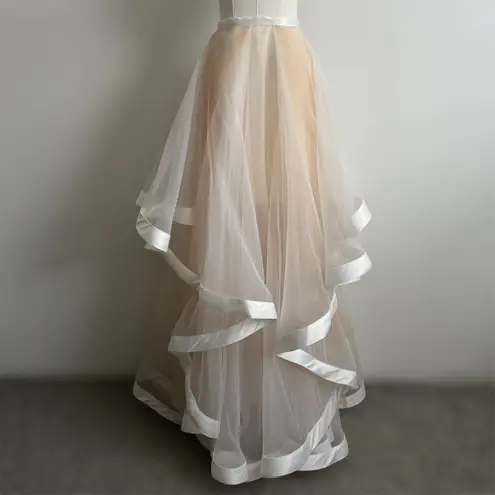 Terani Couture GLAMOUR by Beige White Beaded Tulle Two Piece Formal Prom Dress