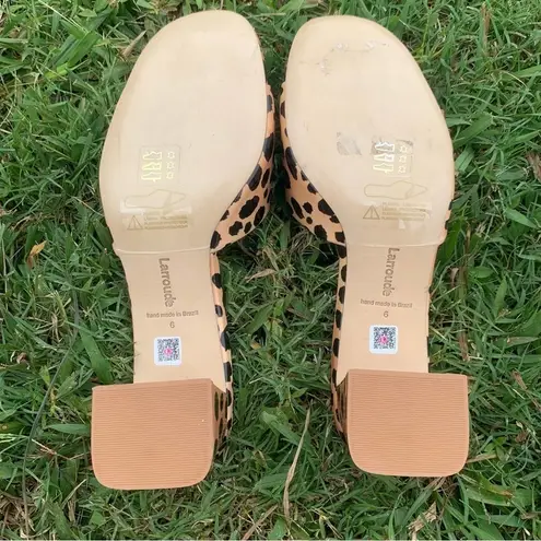 Larroude Brigitte Block Heeled Sandals in Cheetah Print Women’s Size 6 New Black