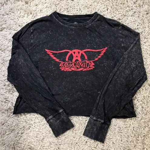 Aerosmith Black and Red Graphic Cropped Sweatshirt Size M Size M
