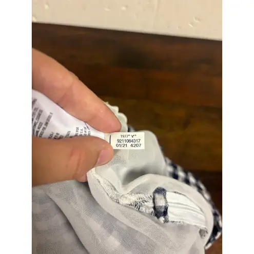 American Eagle Gingham Mini Skirt Size Large | Blue & White Check Linen Blend