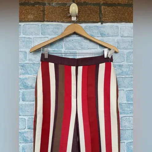 FRENKEN red cotton wool blend graphic stripe wide leg pants size 36/6