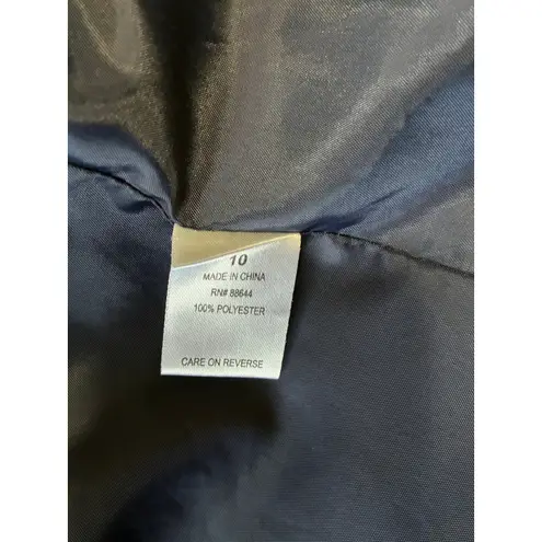 Emily Navy Blue One Button Blazer Jacket Womens Size 10 Zip Pocket Career