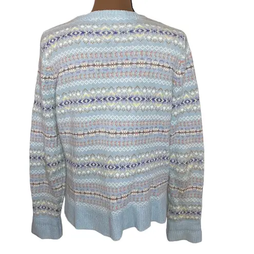 Tiara International light blue fair isle Nordic zip sweater size L