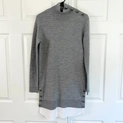 Veronica Beard Soval Layered Mixed Media Merino Wool Turtleneck Sweater Dress XS