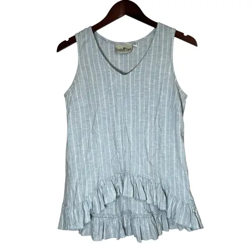 Goddess Gear Blue Stripe Hemp Organic Cotton Top Sleeveless Hi