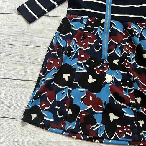A pea in the pod Taylor step stripe floral burgundy blue size small dress
