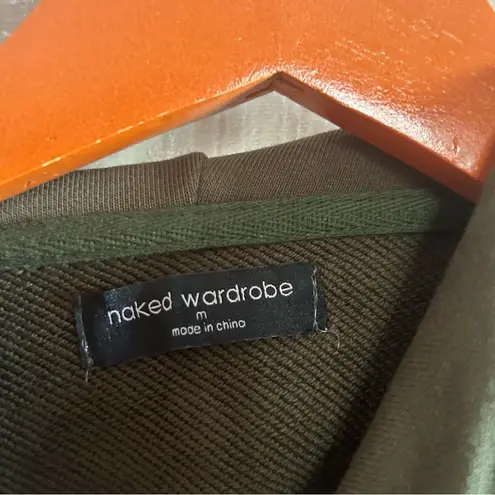 Naked Wardrobe Olive Green Cropped Cotton Hoodie Pullover Sweatshirt NEW Size M