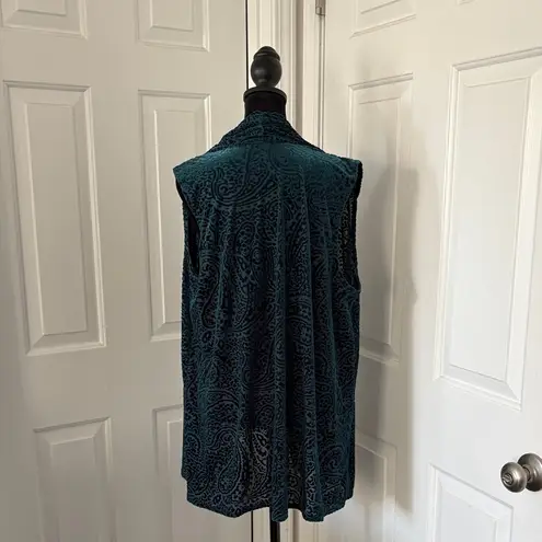 Susan Graver green velvet burnout paisley vest.