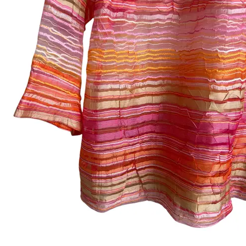 Valerie Stevens Valerie Steven’s Women Top 3X Colorful Button Up Sheer Whimsical Abstract Artsy