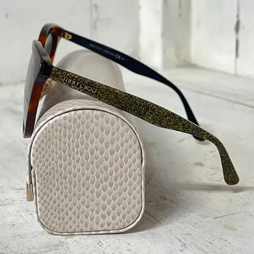 Jimmy Choo Cade/F/S 0OCY Havana/Glitter Mirrored Gray Lens Butterfly Sunglasses