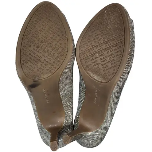 Bandolino Gold Metallic Glitter Peep Toe Platform High Heel Dress Shoes 10M