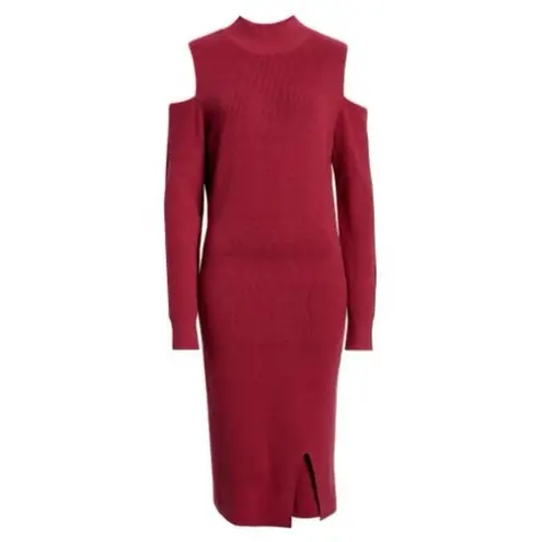 Chelsea28 Burgundy Cold Shoulder Sweater Dress