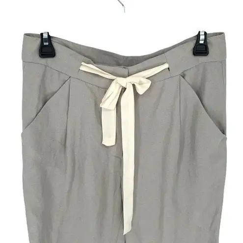 Wilfred Womens Allant Linen Blend Tie Waist Crop Pants Light Gray Size 2