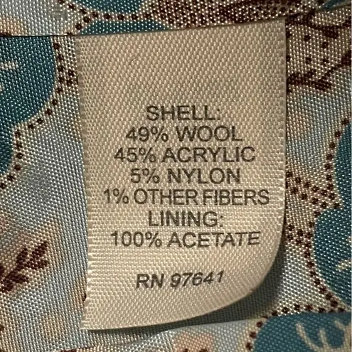 J. Jill Women’s Tweed Cropped Jacket Blazer Turquoise Green Lined Size 6