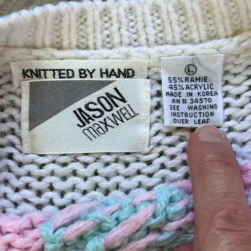 Jason Maxwell Women's Vintage White Fair Isle Sweater Size L