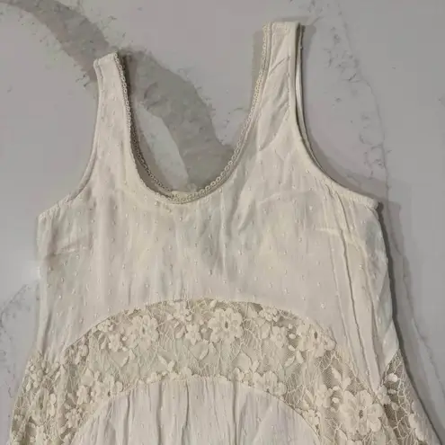 Hint of Mint Romantic Floral Lace Mini Swing Dress Women’s Medium Ivory Cream