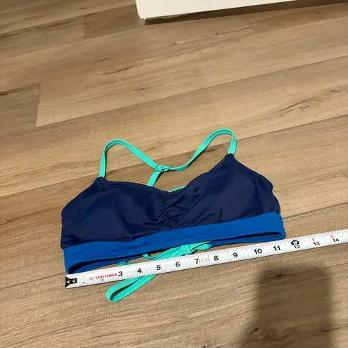 Title Nine Tidal Rave Underwire Bikini Top Colorblock blue green size 32C