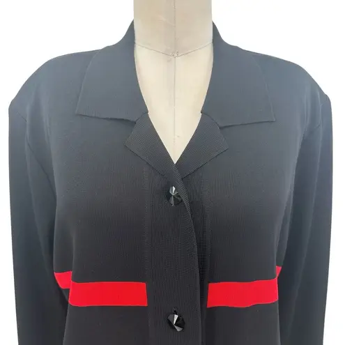 Misook Exclusively Black Red Striped Button Cardigan Sweater Blazer Size Large