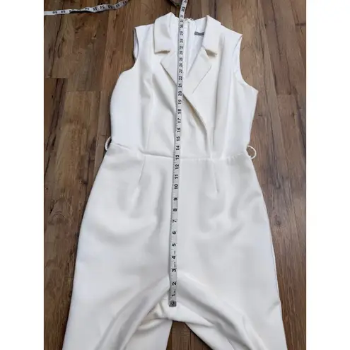TART Sleeveless White Blazer Jumpsuit Women's Small Zip Back Minimalist Chic