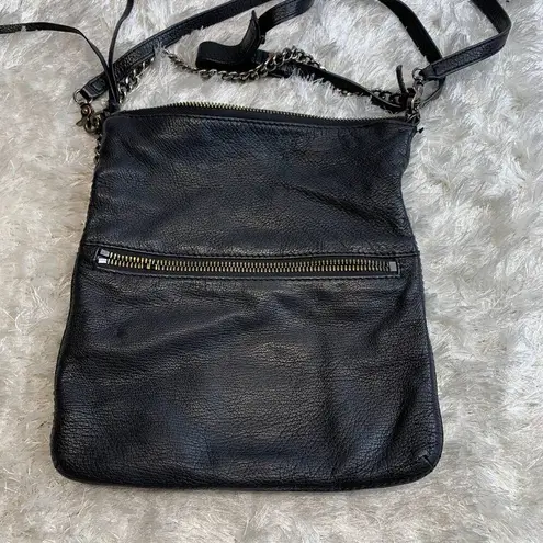 Botkier Leather Crossbody Bag Mixed Metal Black Pebbled