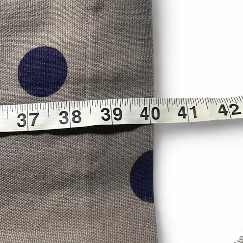 Women's Boden Short Sleeve Shift Polka Dot Dress Blue Brown Tie Linen Blend 14R Tan Size 14