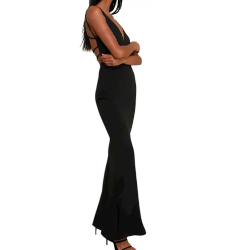Lulus NWOT  All This Allure Black Strappy Backless Mermaid Maxi Dress Size Medium - Image 3