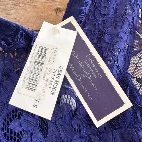 Dear Moon Dress Juniors Size 5 Blue Lace Mini Sheath Party Cocktail NWT
