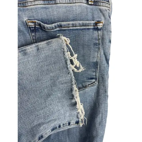 Frame  Le Crop Mini Boot Frayed Hem Mid-Rise Stretchy Jeans in Whimsy Size 30