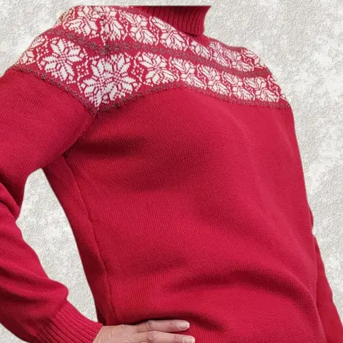 Breckenridge 58. red fair isle turtleneck sweater size xl