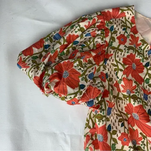 &merci &merci women's large Floral Dress open back Red white cream bridal garden sun