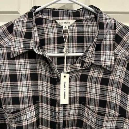 Max Studio  Plaid‎ Shirt Dress size Large