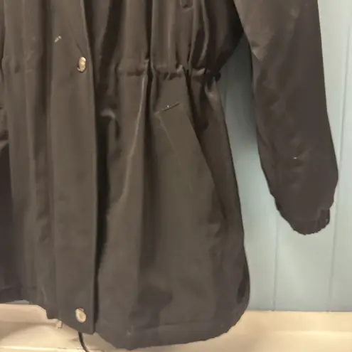 Liz Claiborne  Women's Parka Jacket Zip Up Snap Button Coat Weatherproof Black L