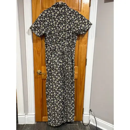 Big Bud Press Lazy Daisy Black Short Sleeve Jumpsuit 2XL Cotton Workwear Floral Size 2X