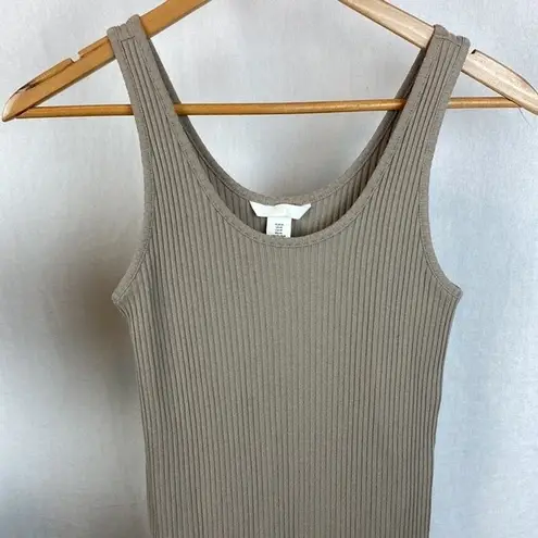 H&M  Tan Ribbed Sleeveless Maxi Tank Casual Slip On Dress NEW M