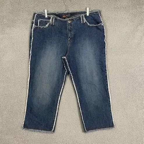 Route 66 Jeans Women 20 Blue Dark Wash Frayed Cropped Denim