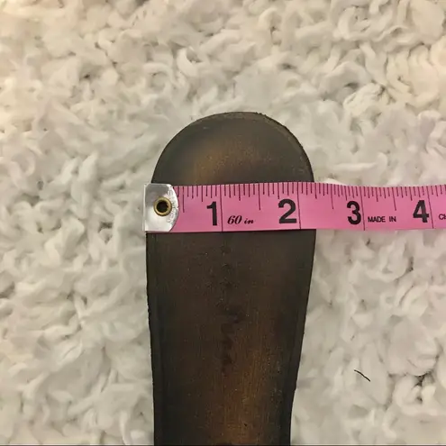 Alma en Pena Black Leather Rhinestone Kitten Slide Size 9