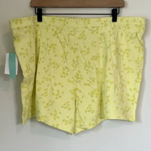 Abound NWT  Organic Cotton Green Yellow Moxie Floral Pull On Shorts - 2X