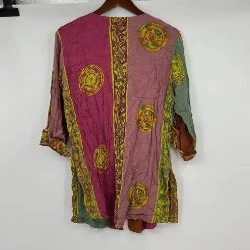 Soft Surroundings Carnival Batik Topper Open Front Beaded cardigan coat size XS