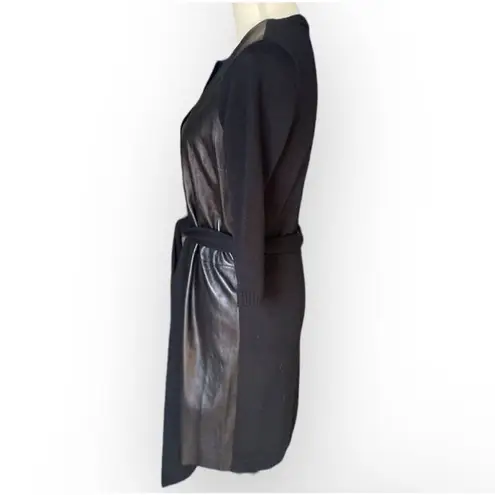 Susana Monaco Women's Black Leather and Wool Knee Length Dress Size 8 Bikercore