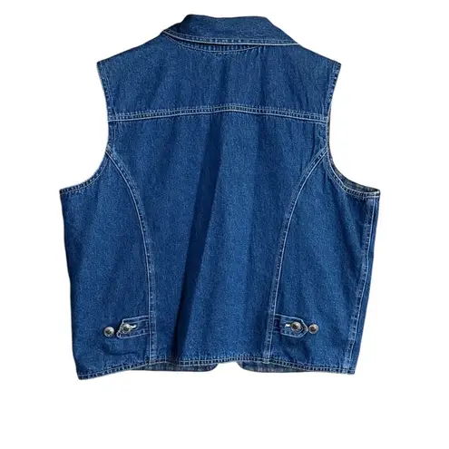 st. john's bay  Blue Denim and Plaid Reversible Vest