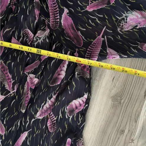 Elegant Black and Pink Feather Blouse Size M