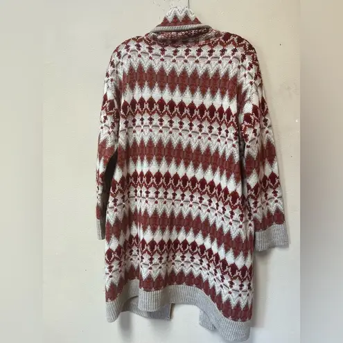 Susina Aztec Geometric Knit Cardigan Sweater Women’s Medium Red