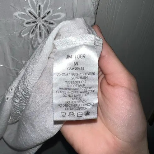 Miss Me  White Tee with Beading and Embroidery Details Size Medium