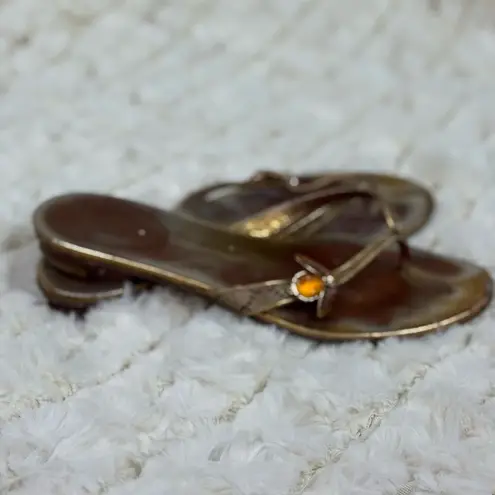 Gucci  Gold and Brown Sandals with Metallic Straps