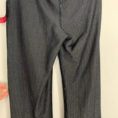 Carbon38 Black Striped Metallic Flared Shimmer Pants Size Medium New