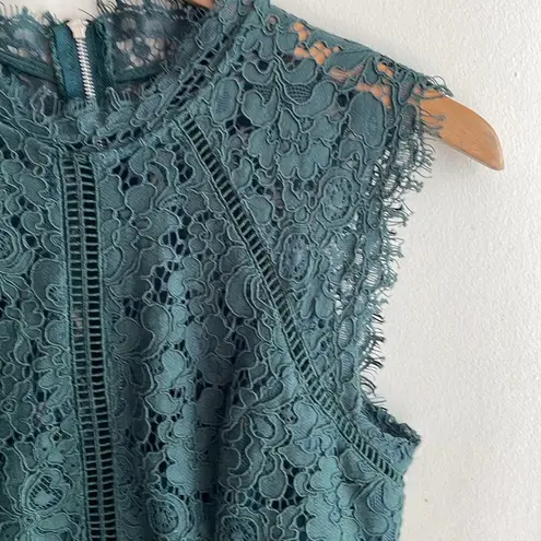 Bardot Lace Panel Sheath Dress Forest Green