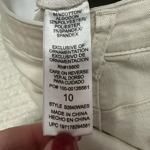 Democracy Jeans Pants Womens 10 Ab Solution Cream Split Raw Hem Straight Leg