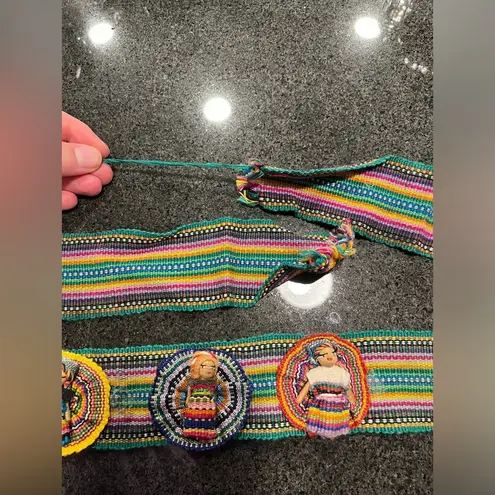 Vintage Traditional Striped Belt Strap Textile Mayan Guatemala Worry Dolls