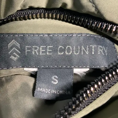 Free Country Womens Full Zip Vest Reversible Green Quilted Plush, pockets Small